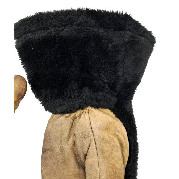 Vintage Leather Mittens With Black Shearling ? For Cold Weather Unisex Mens Wome - Picture 5 of 13